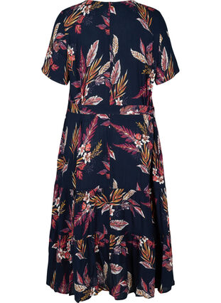 Midi-jurk met korte mouwen in viscose, Indian Summer Flower, Packshot image number 1