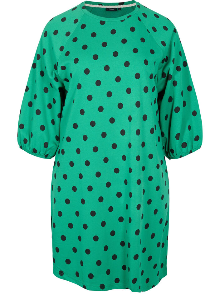 Robe à pois avec manches 3/4, Jolly Green Dot, Packshot image number 0