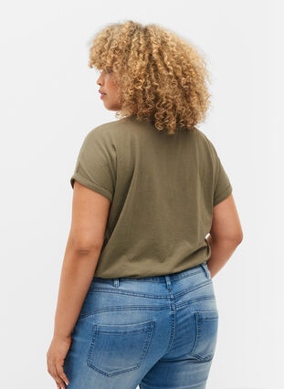 T-shirt à manches courtes en coton mélangé, Dusty Olive, Model image number 1