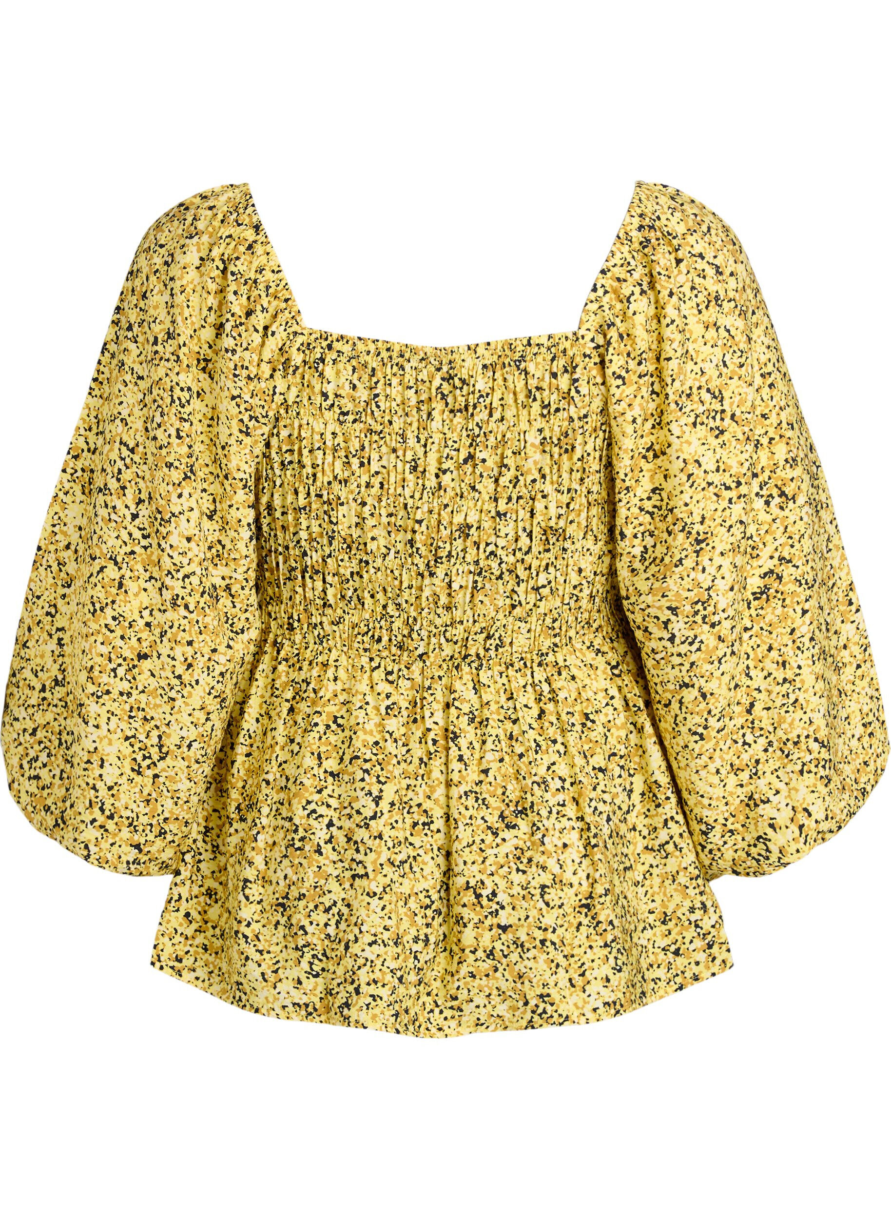 ZizziBlouse smock&eacute;e &agrave; encolure carr&eacute;e, Jaune, Packshot image number 1