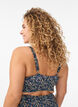Haut de bikini à fleurs et à détails de jabot, Bleu pétrole, Model image number 2