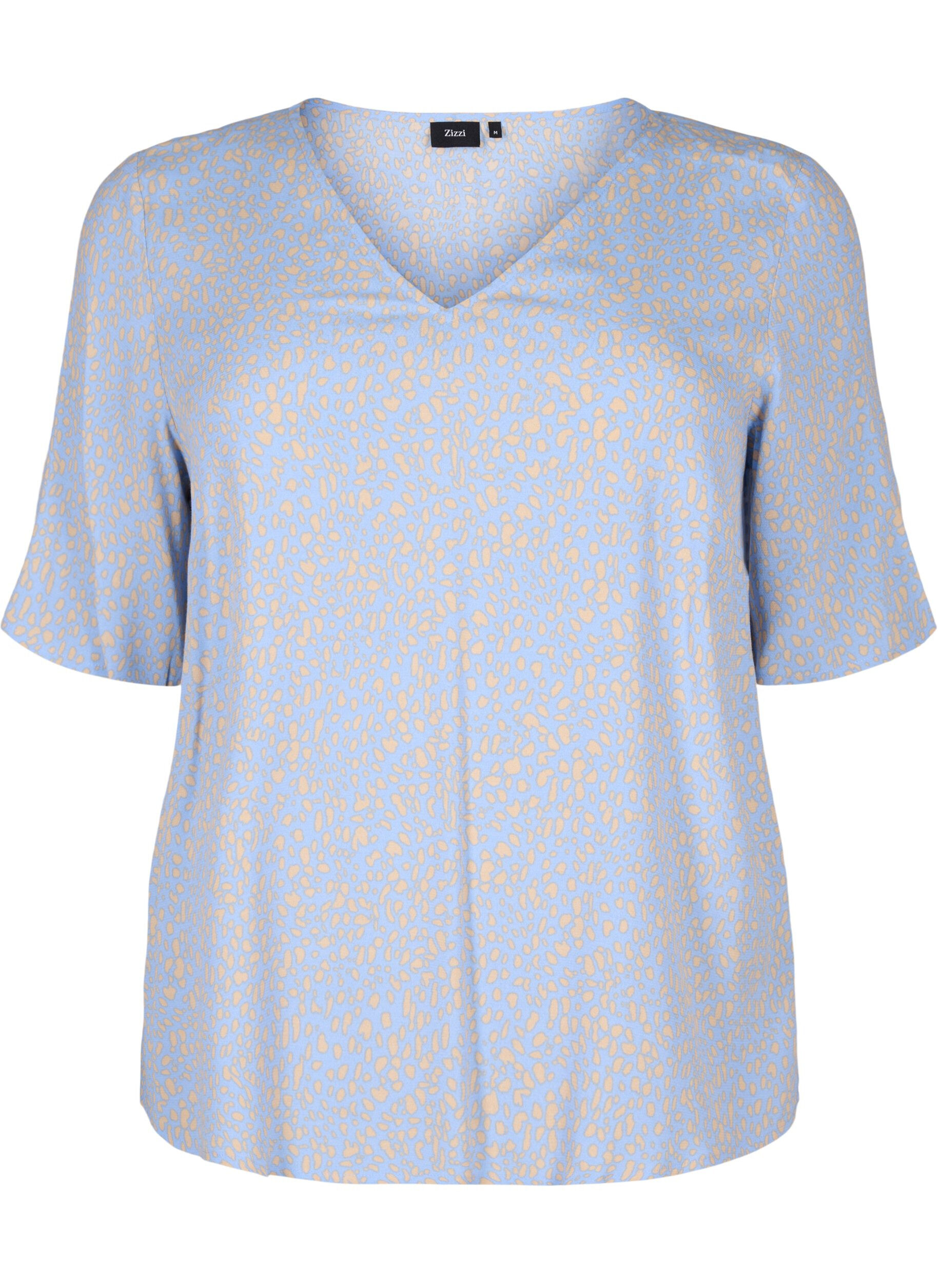 V-hals blouse van viscose met print