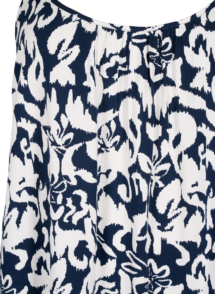 Robe à bretelles en viscose avec imprimé, Navy Bl. Ethnic AOP, Packshot image number 2