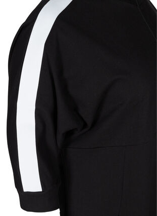 Robe pull en coton avec fermeture éclair et manches 3/4, Black, Packshot image number 3