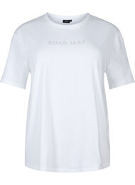 T-shirt en coton biologique avec des similipierres, White, Packshot