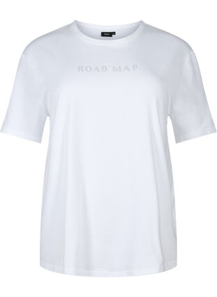 T-shirt en coton biologique avec des similipierres, White, Packshot image number 0