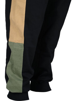 Pantalon de survêtement avec bandes latérales, Black/Camel, Packshot image number 3