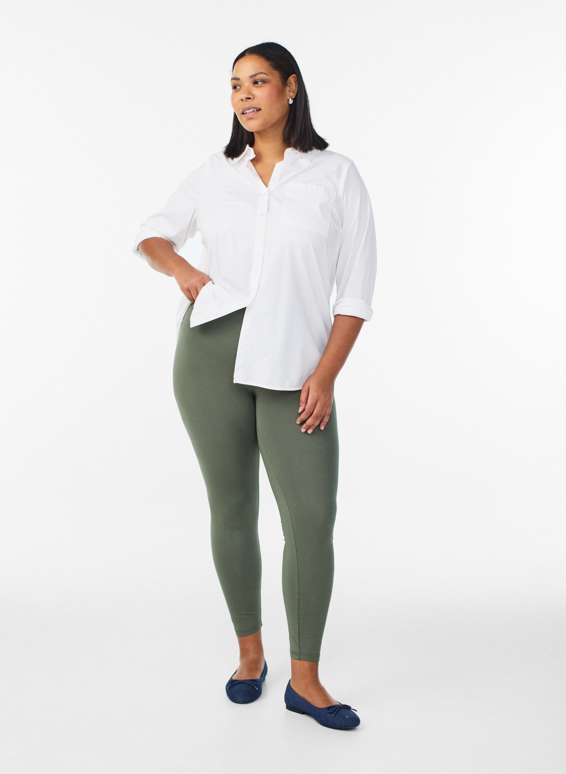 Zizzi Leggings basiques en viscose, Vert, Model image number 1