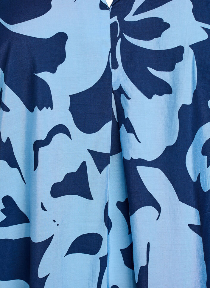 Knielange jurk met print en V-hals, Blauw, Packshot image number 2