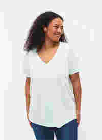T-shirt met korte mouwen en v-hals, Honeydew, Model