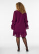 Korte jurk met transparante ruchesmouwen, Paars, Model image number 2