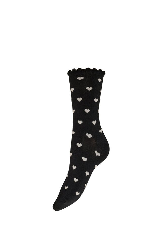 Chaussettes en coton avec des motifs, Noir, Packshot image number 0