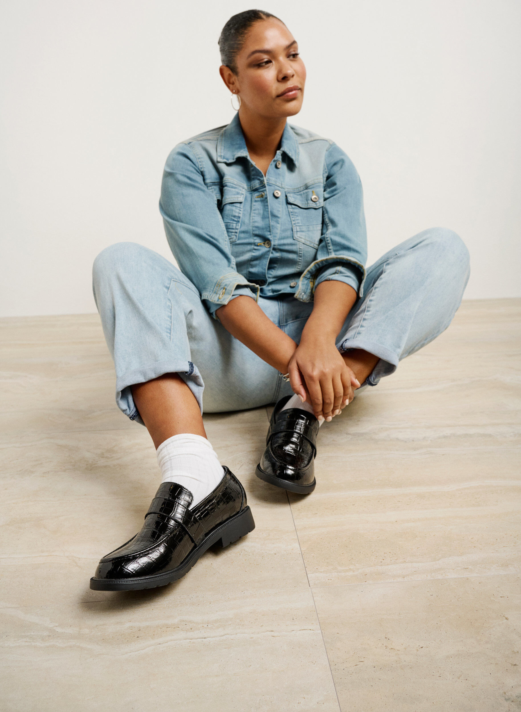 ZizziWijde croco loafers van leer, Black, Image image number 0