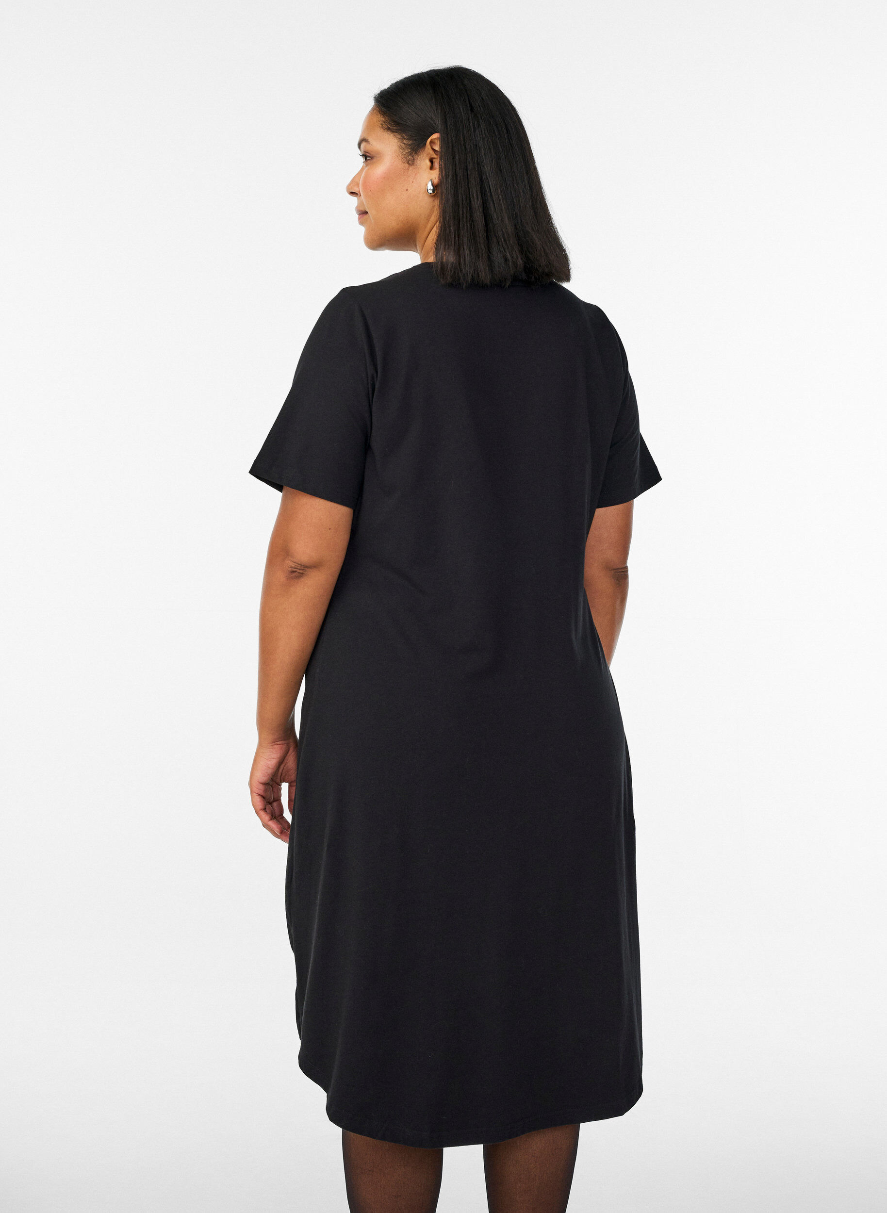 ZizziKatoenen jurk met twistdetail, Zwart, Model image number 2
