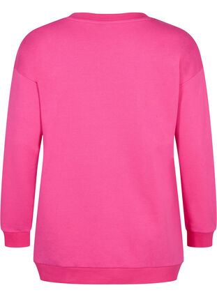 Sweatshirt en coton avec imprimé, Fuchsia Purple, Packshot image number 1