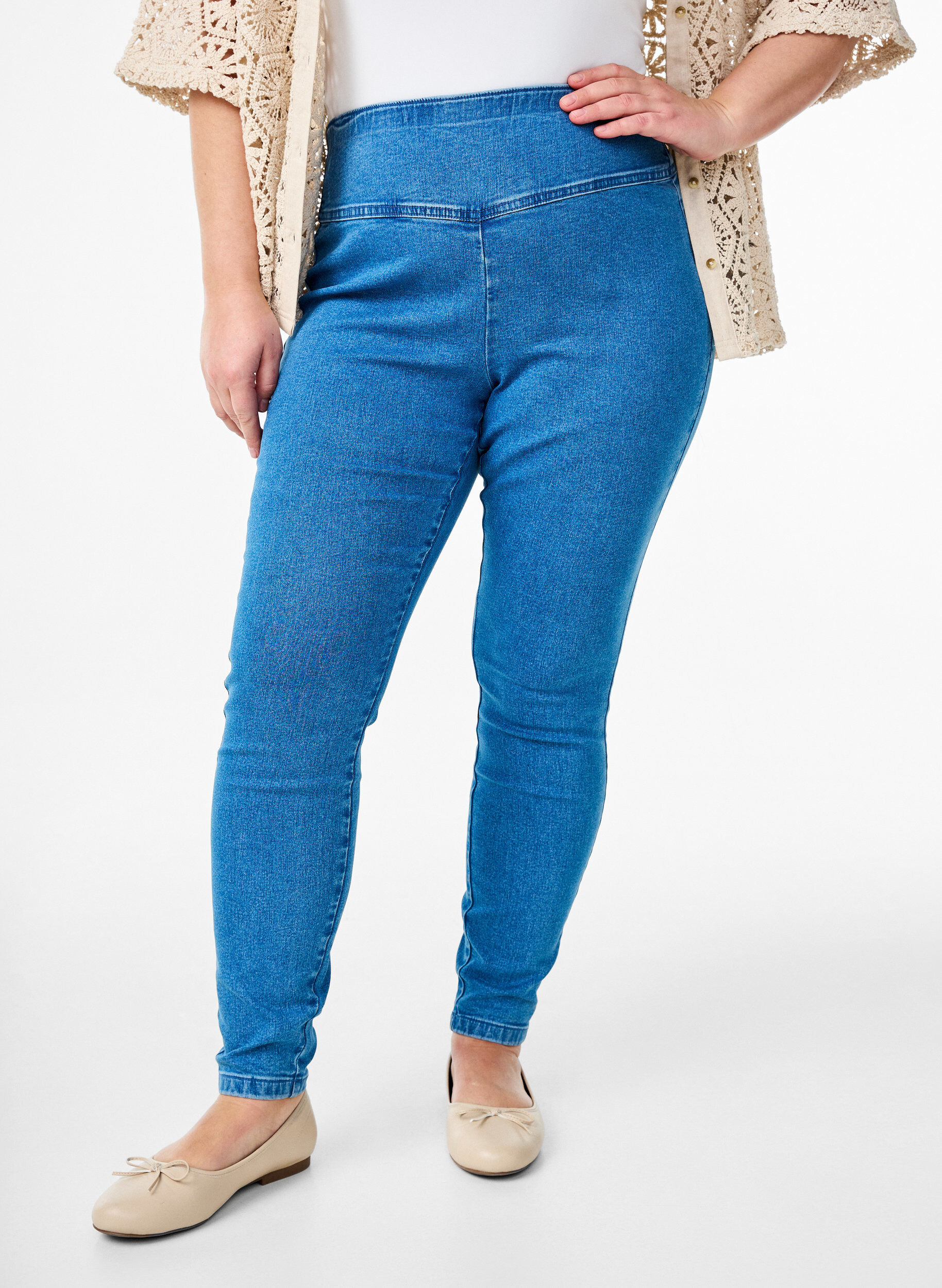 ZizziRekbare jeggings met een hoge taille, Blauw, Model image number 2