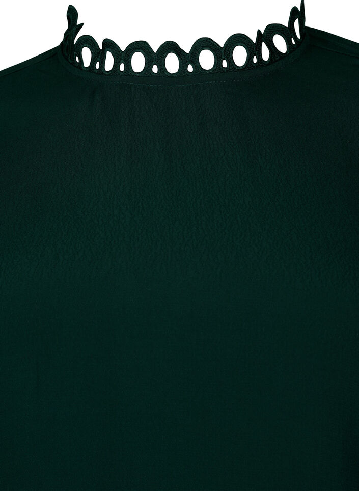 Viscose blouse met crochet mouwen, Scarab, Packshot image number 2