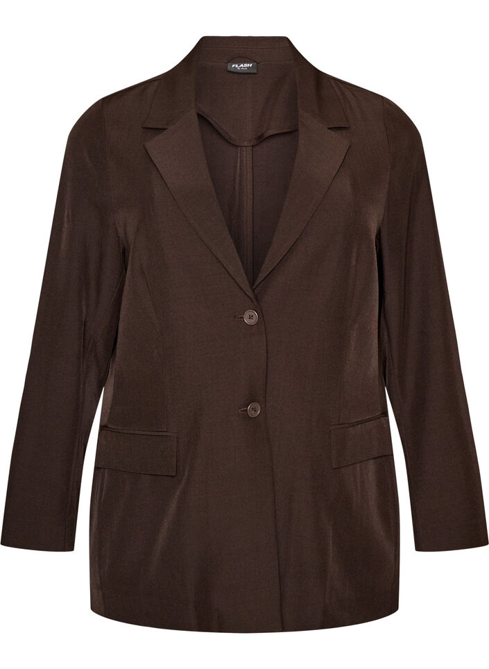 Blazer met zakken en splitten, Bruin, Packshot image number 0