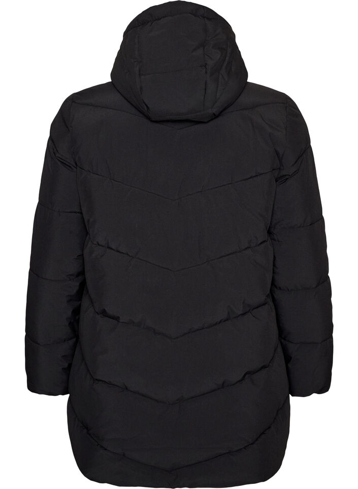 Doudoune mi-longue avec capuche, Noir, Packshot image number 1