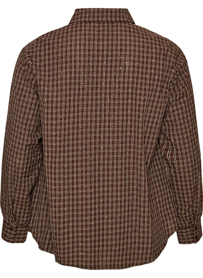 Chemise &agrave; carreaux avec strass, Marron, Packshot image number 1