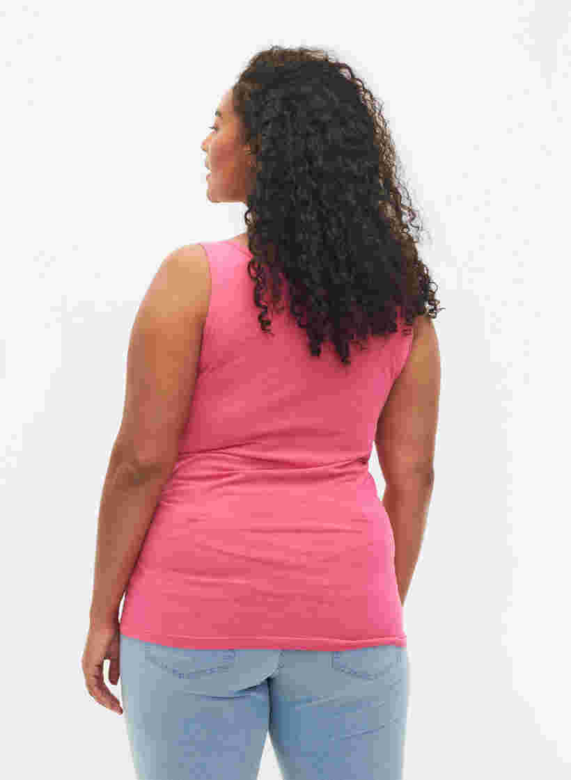 Effen gekleurd basic top in katoen, Hot Pink, Model image number 1