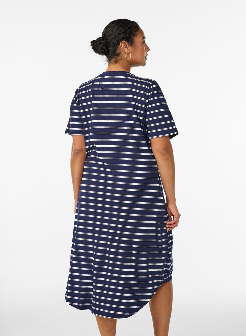 Robe en coton avec d&eacute;tail torsad&eacute;, Bleu, Model image number 2
