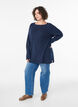 Pull en maille &agrave; motif diagonal et manches raglan, Bleu, Model image number 1