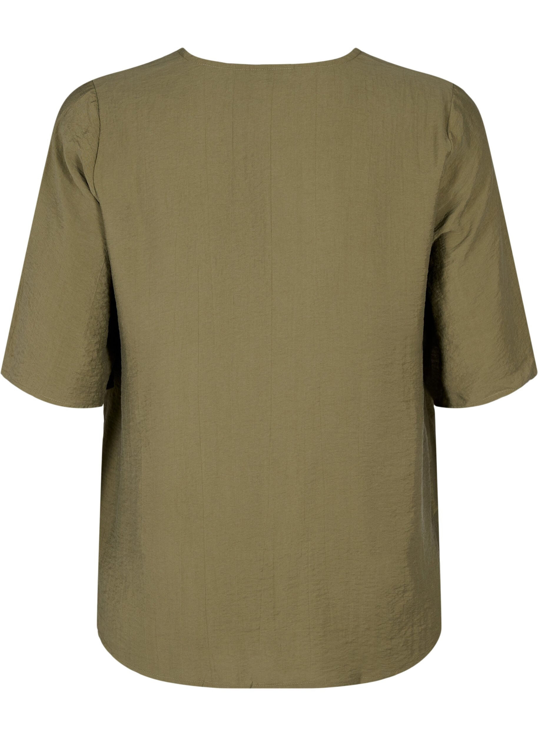 Zizzi Chemisier en viscose avec col en V et d&eacute;tails brod&eacute;s, Vert, Packshot image number 1