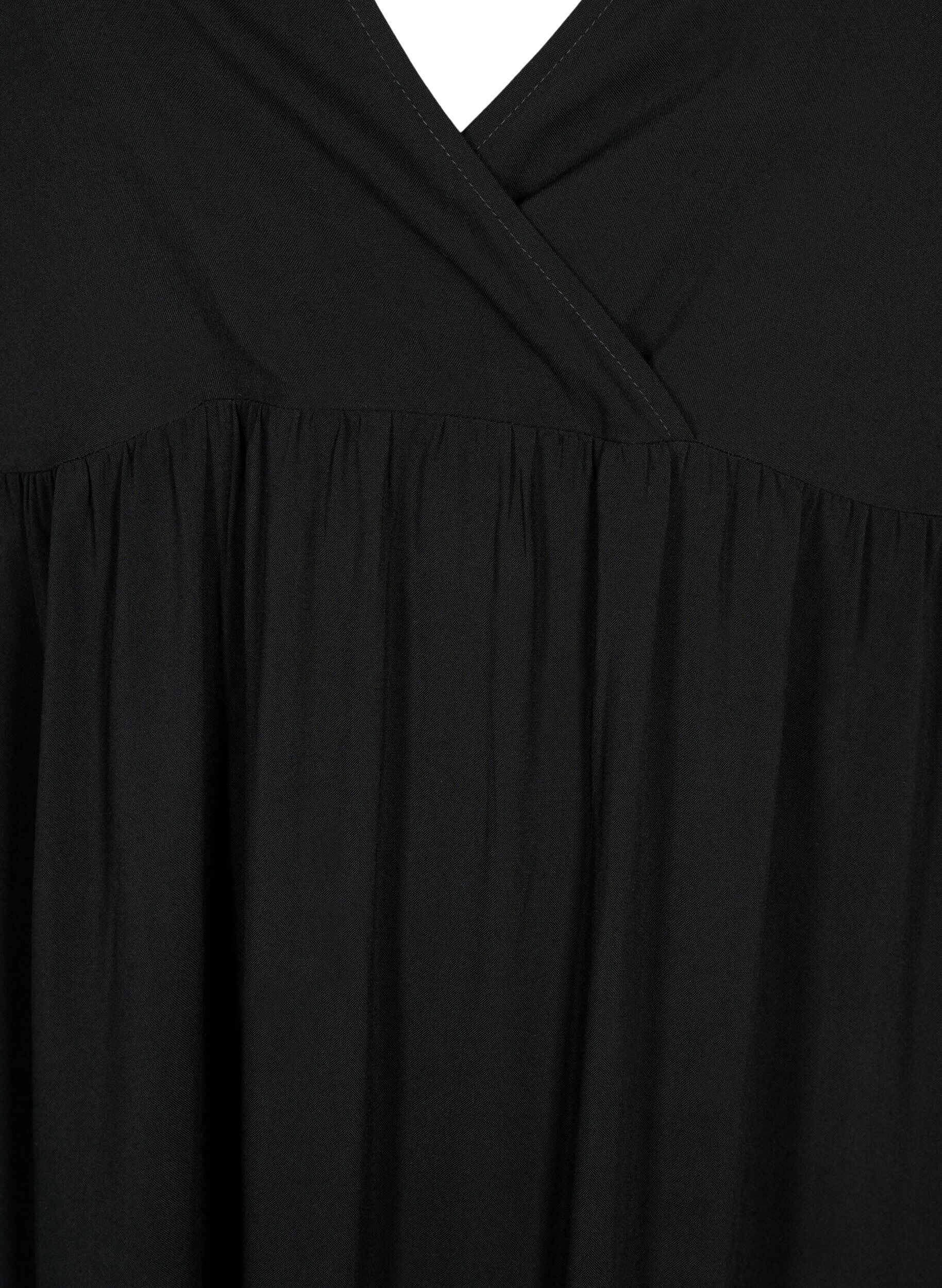 ZizziMouwloze maxi-jurk van viscose, Black, Packshot image number 2