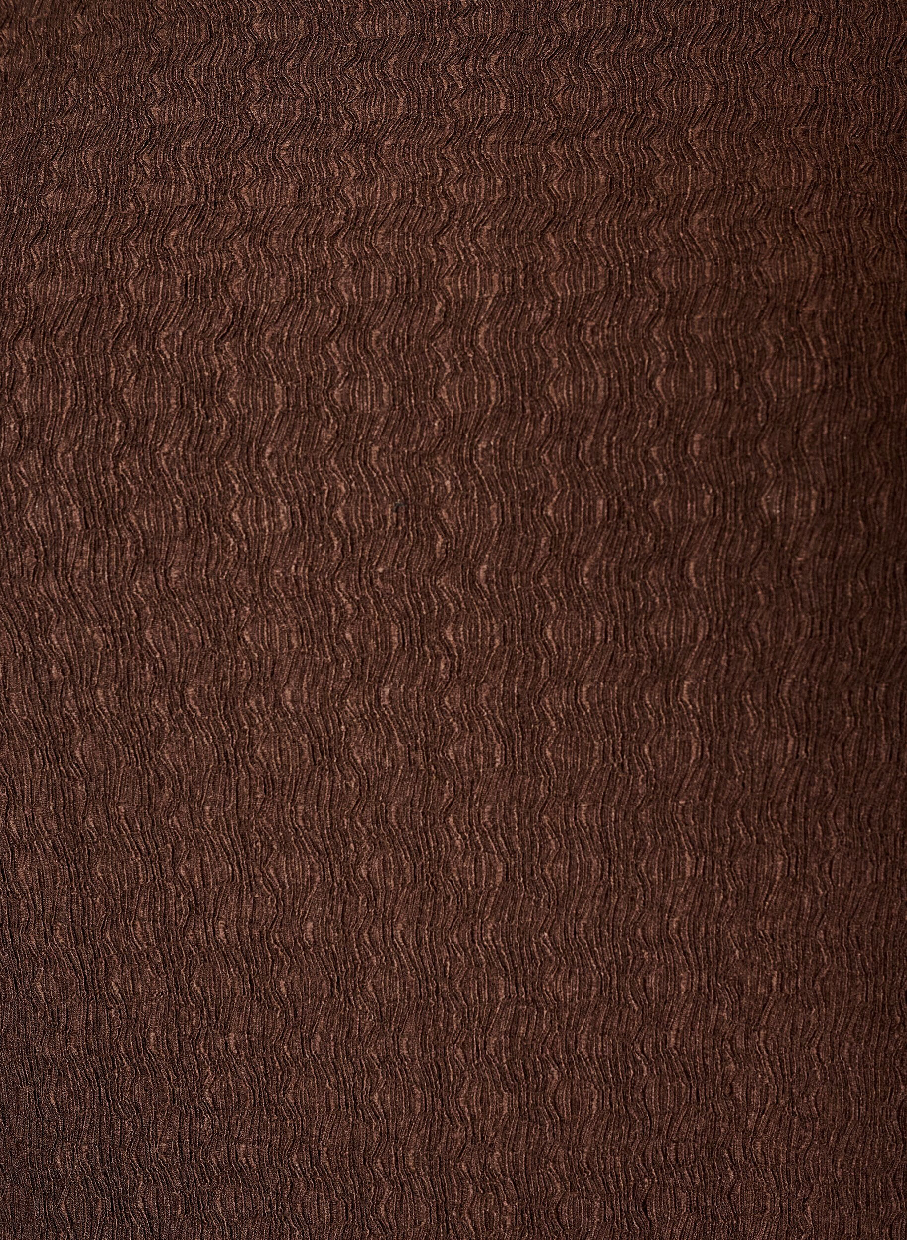 ZizziMidi-jurk met golvende structuur en lange mouwen, Bruin, Packshot image number 2