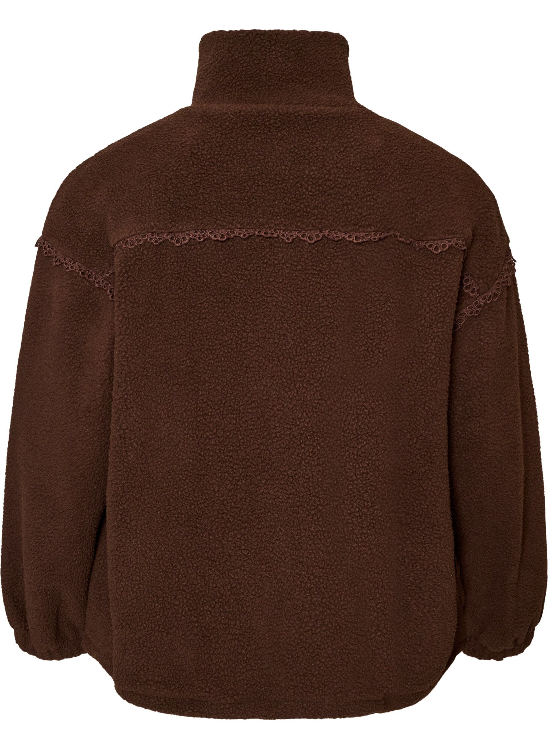 ZizziVeste teddy avec finitions en broderie anglaise et col montant, Marron, Packshot image number 1