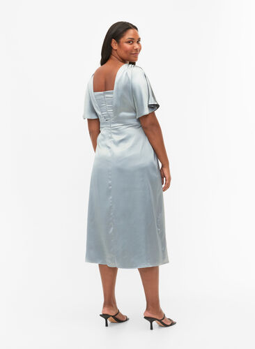 Maxi jurk met wikkel en korte mouwen, Silver Blue, Model image number 1