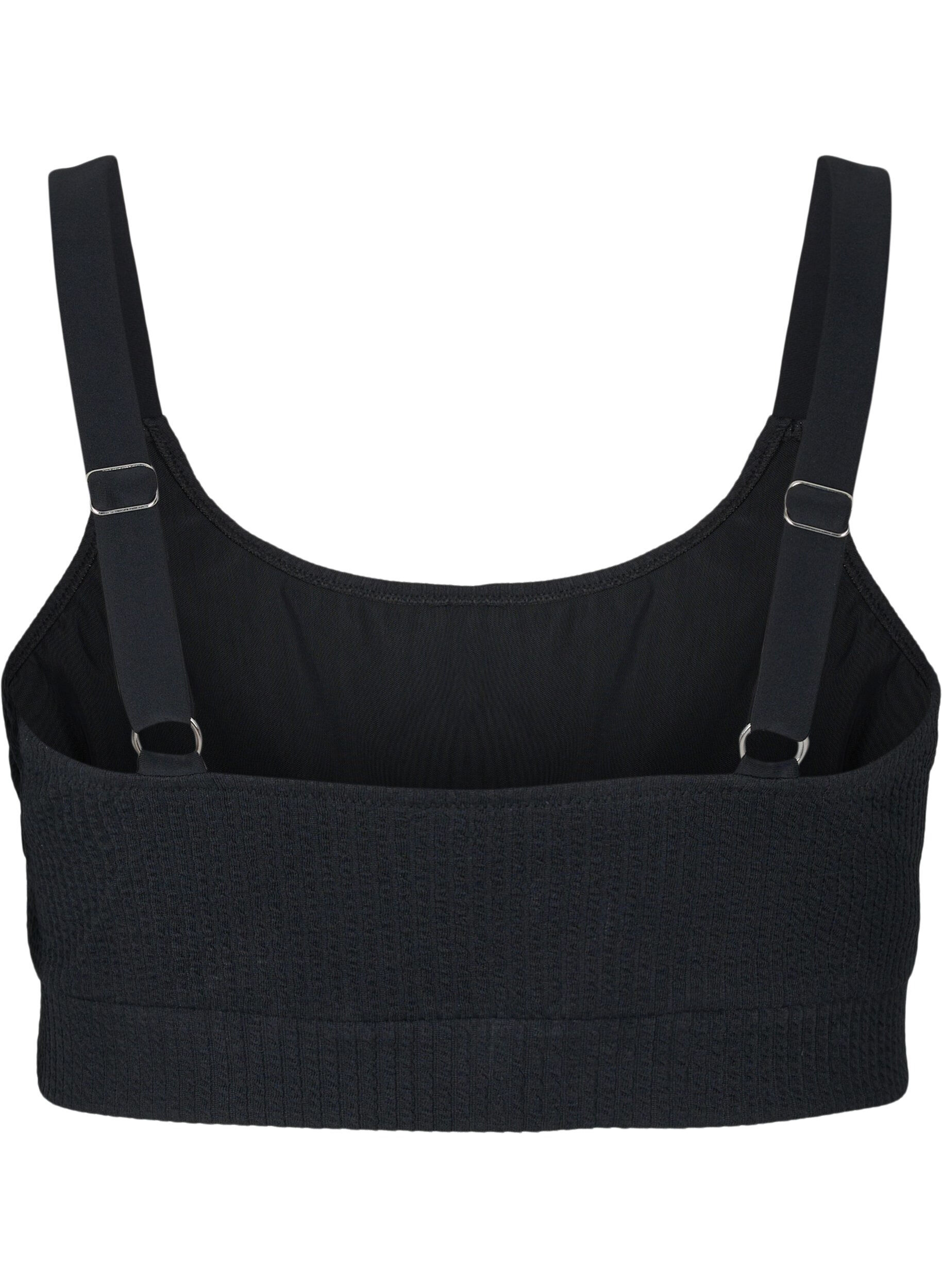 ZizziBikinitop met cr&ecirc;pe structuur, Black, Packshot image number 1