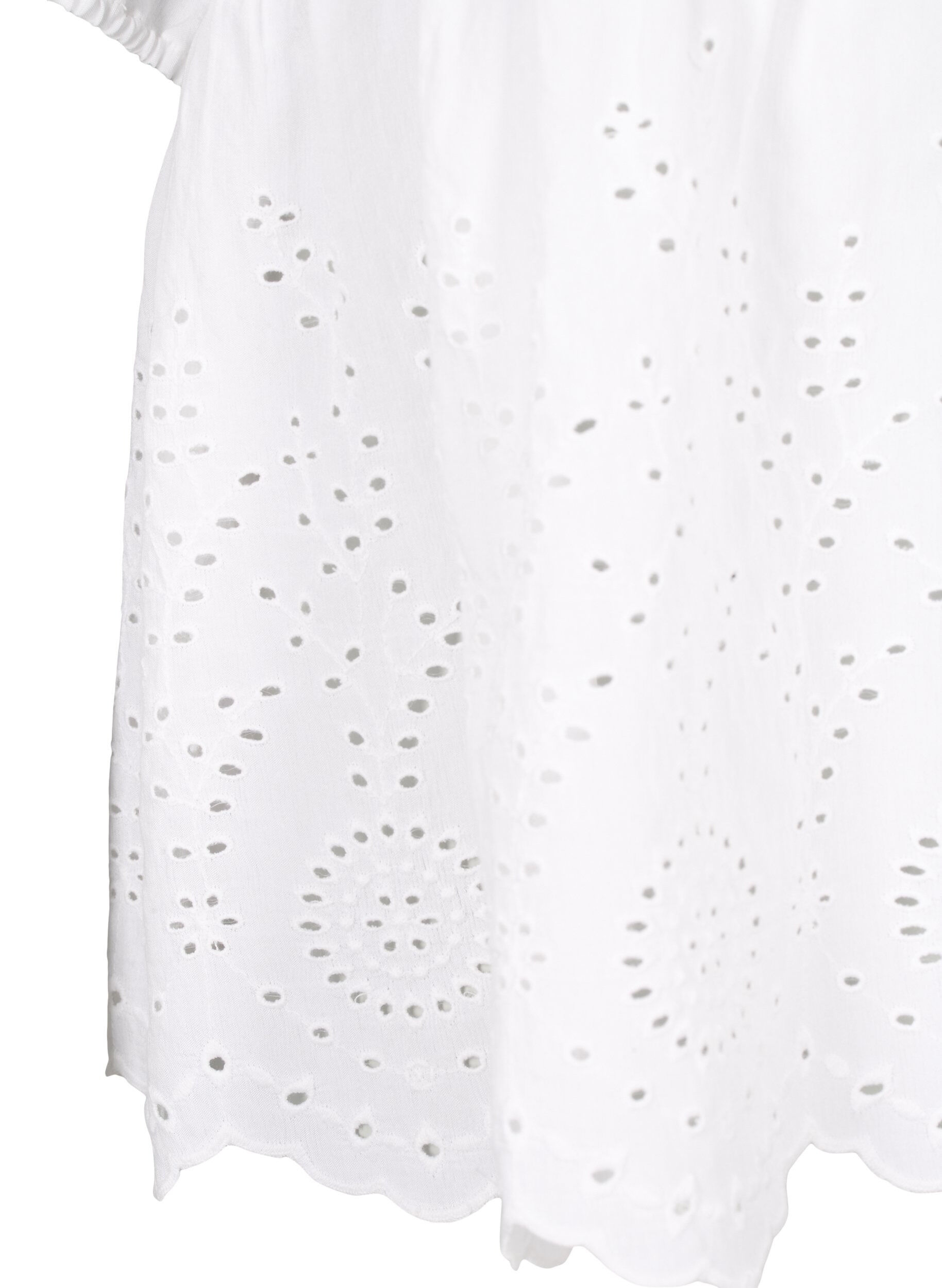 ZizziViscose blouse met anglaise borduursel, Bright White, Packshot image number 3