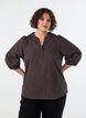 Blouse met ruitdessin, V-hals en 3/4-mouwen, Bruin, Model image number 0