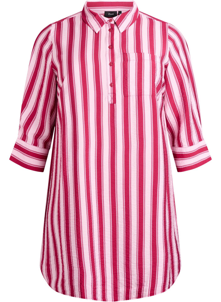 Robe courte avec col et poche poitrine, Rose, Packshot image number 0