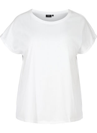 T-shirt met korte mouwen in katoen, Bright White, Packshot image number 0
