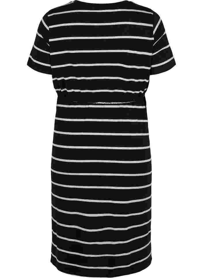 Gestreepte zwangerschapsjurk in viscose, Black Grey Stripe, Packshot image number 1