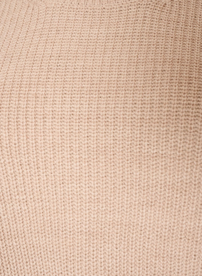 Gebreide blouse met ribstructuur en knoopdetails, Beige, Packshot image number 2