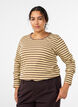 Gestreepte blouse met lange mouwen, Bruin, Model image number 0