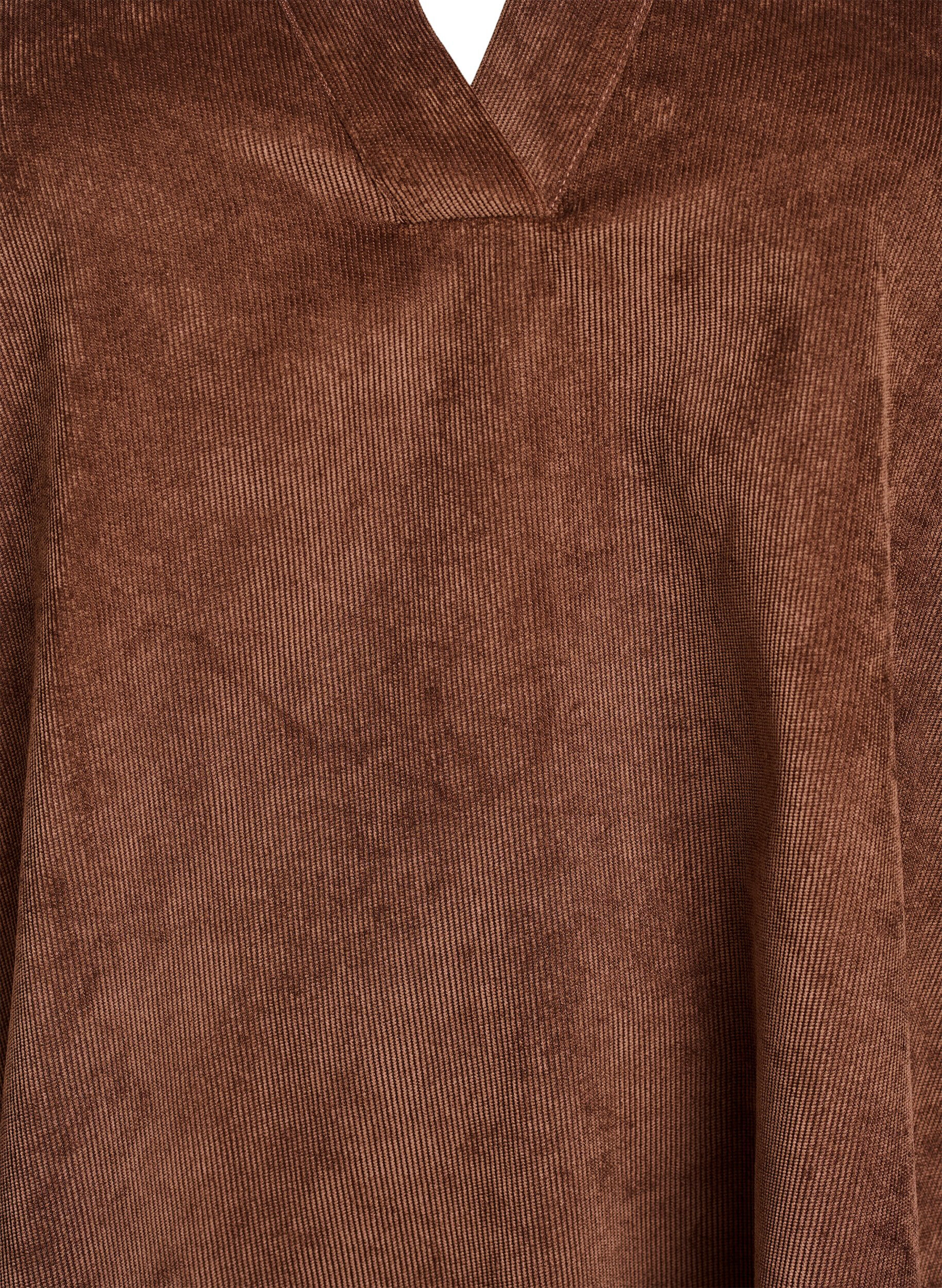 Zizzi Robe courte en velours &agrave; manches longues, Marron, Packshot image number 2