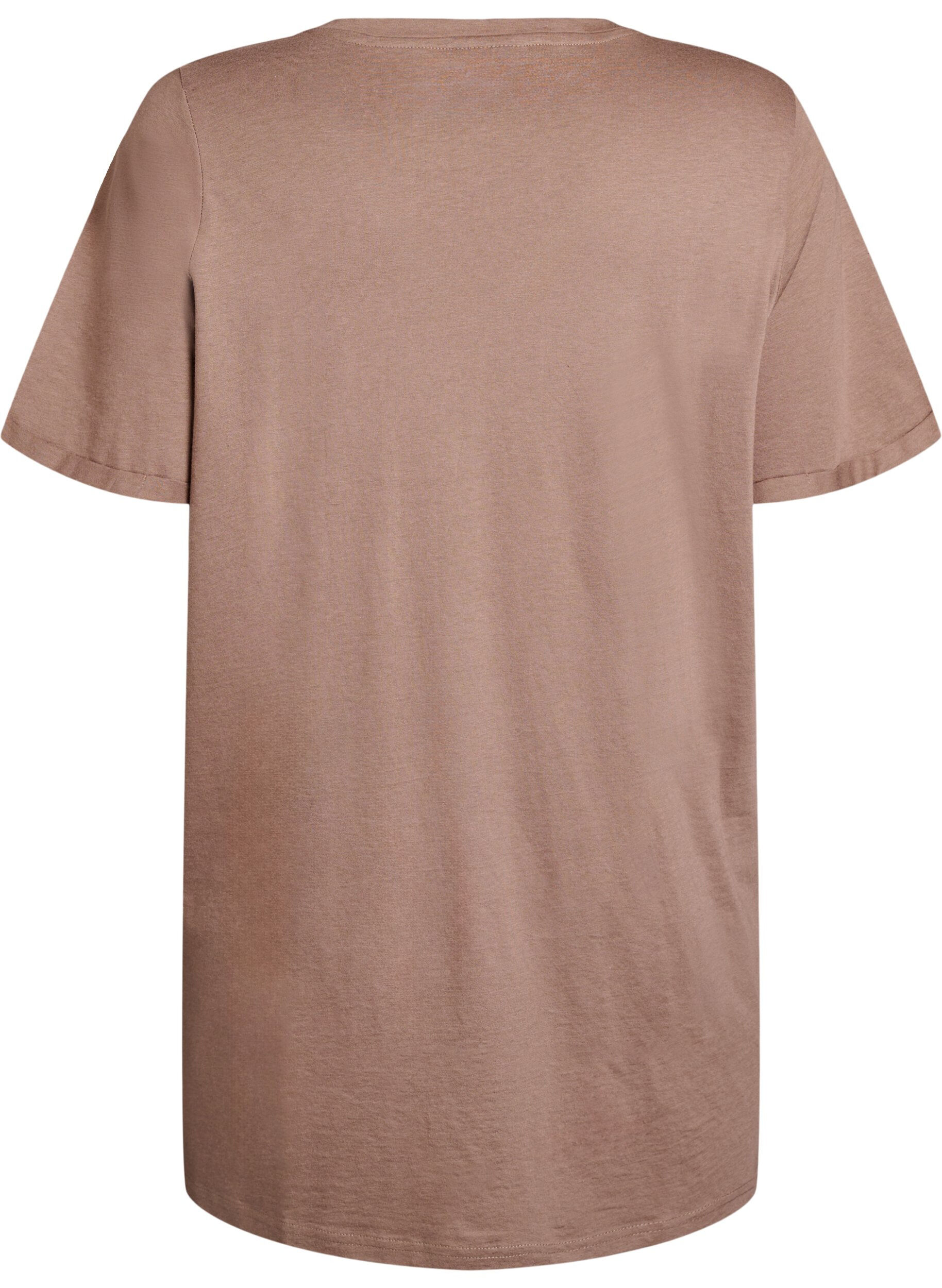 ZizziEnkelkleurig oversized T-shirt met V-hals, Bruin, Packshot image number 1