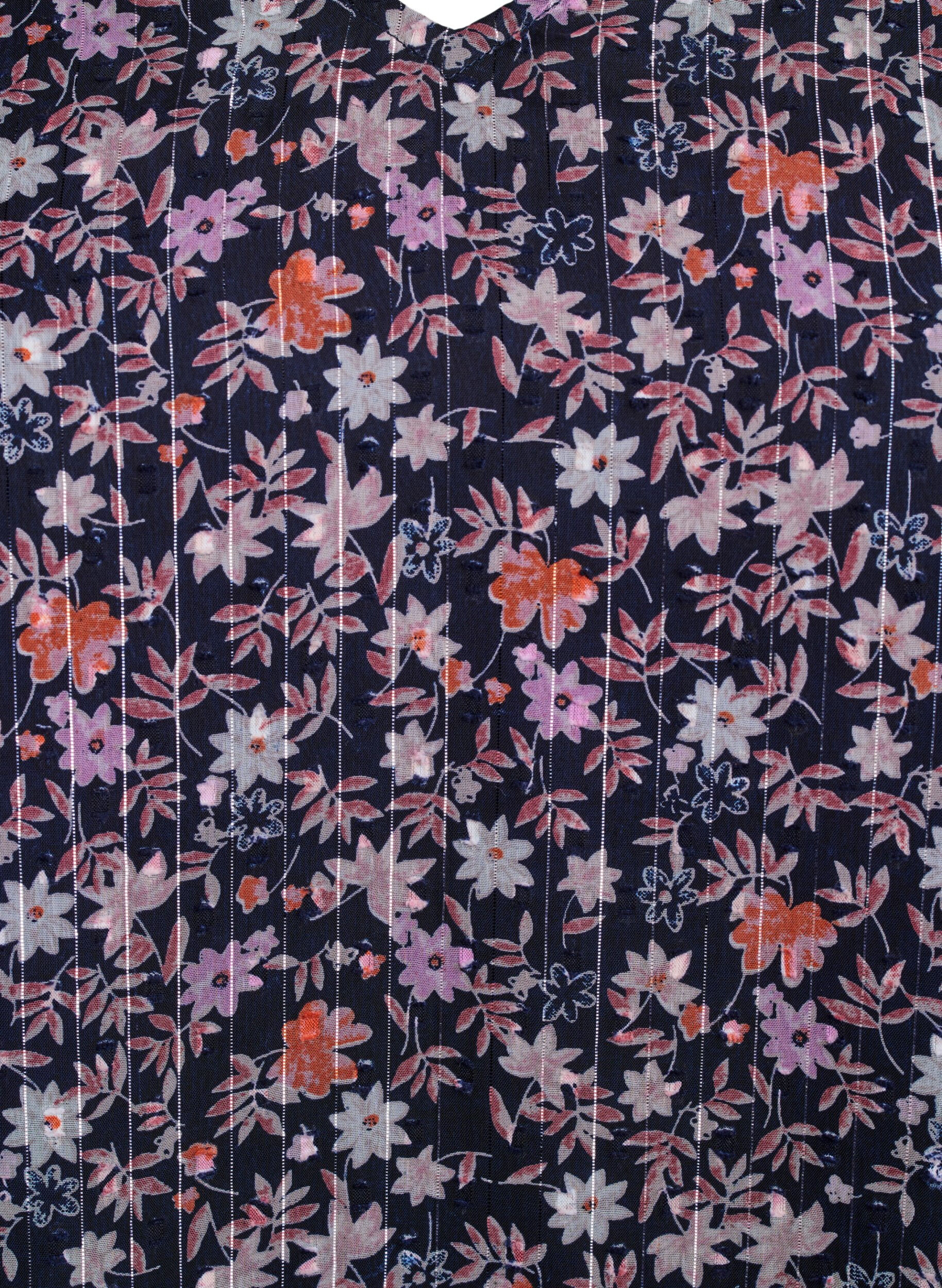 ZizziChemisier &agrave; imprim&eacute; floral et fil paillet&eacute;, Bleu, Packshot image number 2