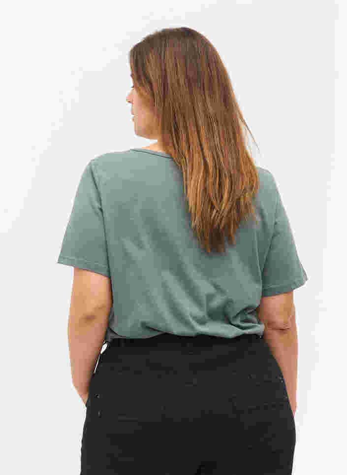 T-shirt à manches courtes avec col en V et résille, Balsam Green, Model image number 1