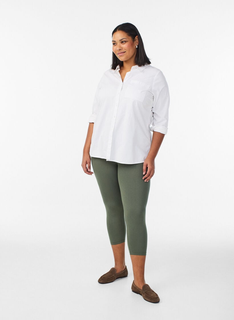 Leggings basiques longueur 3/4 en viscose, Vert, Model image number 1