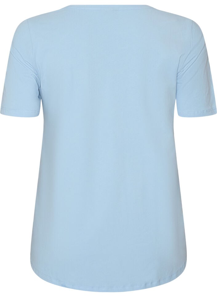 T-shirt en coton uni basique, Bleu Clair, Packshot image number 1