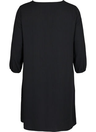 Robe avec dentelle et manches 3/4, Black, Packshot image number 1