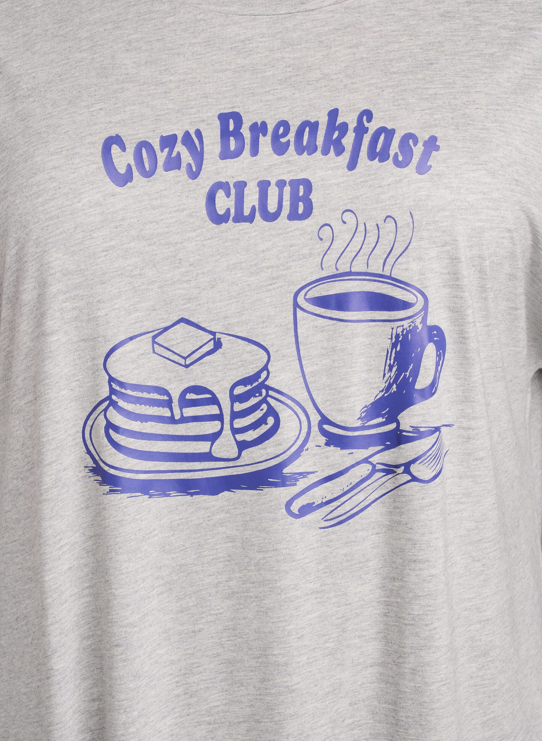 ZizziChemise de nuit &agrave; manches courtes avec imprim&eacute; texte, Gris, Packshot image number 2