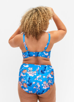 Bas de bikini taille extra haute avec imprimé, Bright Blue Print, Model image number 1