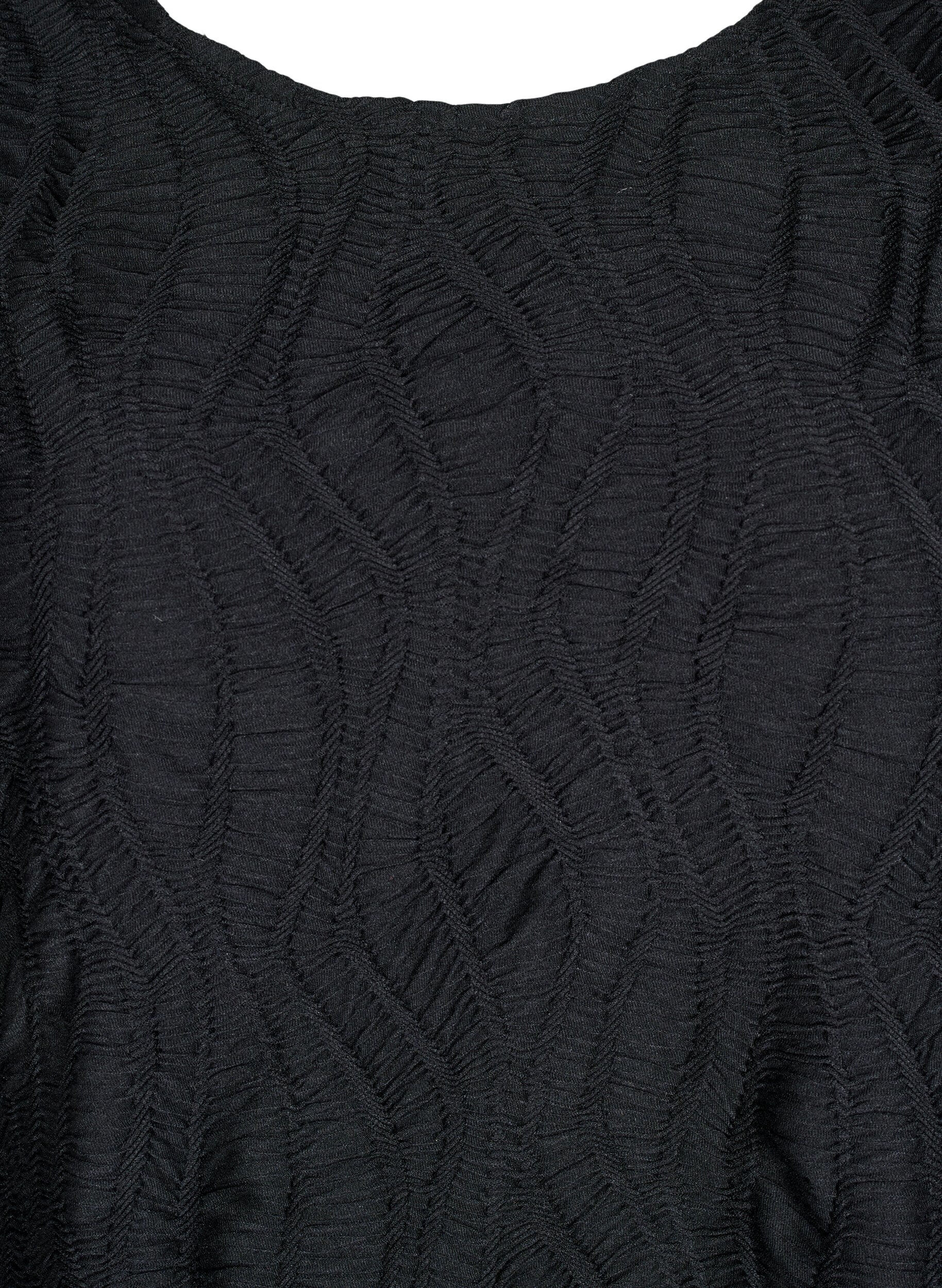 ZizziBlouse met textuur en 3/4 mouwen, Zwart, Packshot image number 2